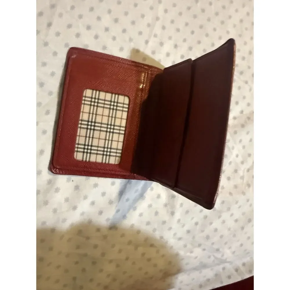 Red Burberry Saffiano leather bifold wallet